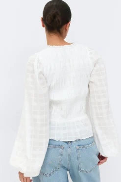 Discount Gina Tricot Smock blouse Wit