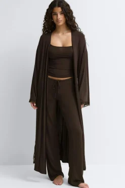 Best Gina Tricot Soft lace loungewear robe Bruin