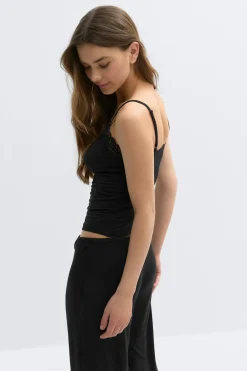 Online Gina Tricot Soft lace loungewear singlet Zwart