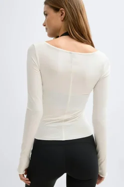 Outlet Gina Tricot Soft layering yoga top Wit