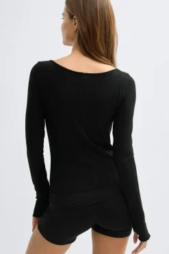 New Gina Tricot Soft layering yoga top Zwart