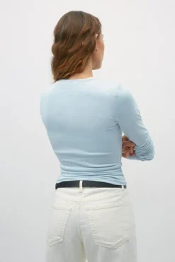 Discount Gina Tricot Soft touch crew neck top Blauw