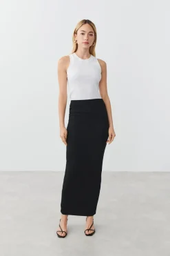 Gina Tricot Soft touch ruched skirt Zwart