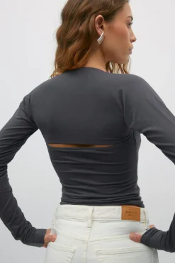 New Gina Tricot Soft touch square top Grijsv