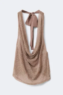 New Gina Tricot Sparkle cowlneck top Bruin