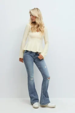 Online Gina Tricot Sparkle low flare jeans Blauw