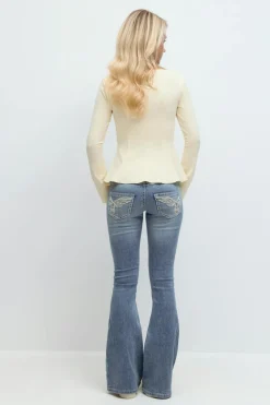 Online Gina Tricot Sparkle low flare jeans Blauw