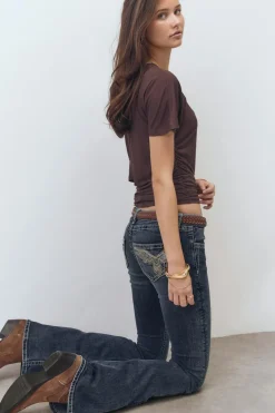 Outlet Gina Tricot Sparkle low flare jeans Blauw