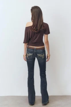 Outlet Gina Tricot Sparkle low flare jeans Blauw