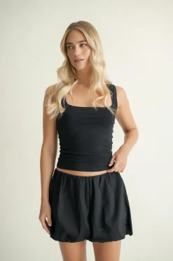 Hot Gina Tricot Square neck tank top Zwart