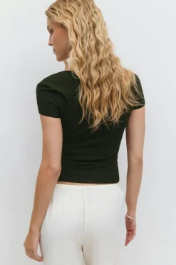 Clearance Gina Tricot Square neck top Zwart