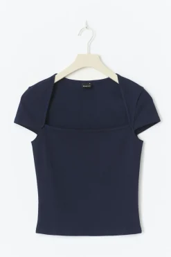Outlet Gina Tricot Square neck top Blauw