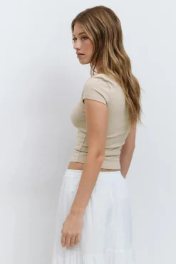Discount Gina Tricot Square neck top Beige