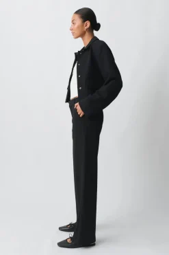 Gina Tricot Straight regular trousers Zwart