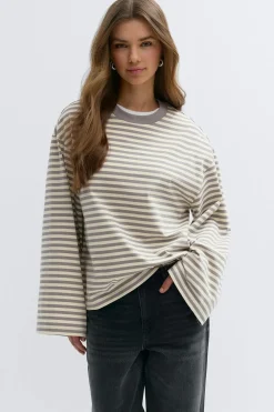 Discount Gina Tricot Stripe long sleeve tee Grijsv