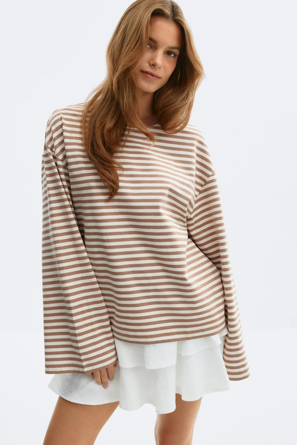 New Gina Tricot Stripe long sleeve tee Beige