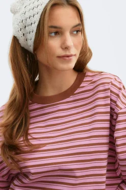 Sale Gina Tricot Stripe long sleeve tee Roze