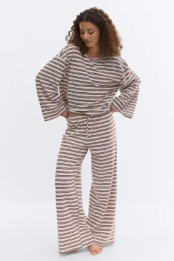 Clearance Gina Tricot Striped soft trousers Paars
