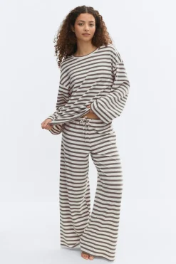 New Gina Tricot Striped soft trousers Wit