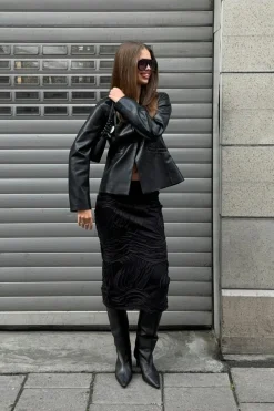 Best Gina Tricot Structured midi skirt Zwart
