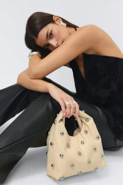 Discount Gina Tricot Studded handbag Geel