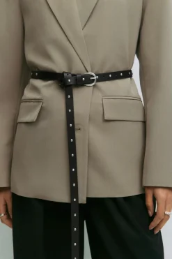New Gina Tricot Studded long belt Zwart