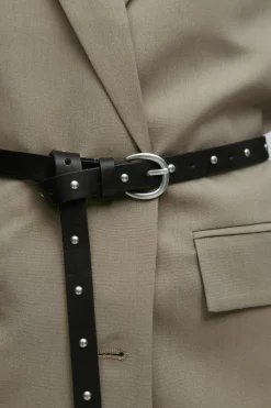 New Gina Tricot Studded long belt Zwart