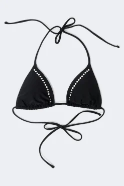 Gina Tricot Studded triangle bikini top Zwart