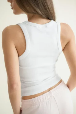 Online Gina Tricot Super stretch scoop neck tank Wit