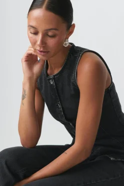 Online Gina Tricot Tailored denim vest Zwart