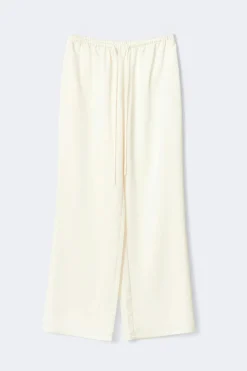Outlet Gina Tricot Tall drawstring satin trousers Wit