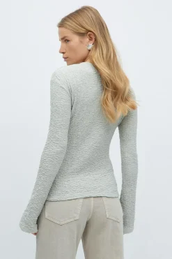 Hot Gina Tricot Textured buttoned top Grijsv