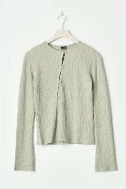Hot Gina Tricot Textured buttoned top Grijsv