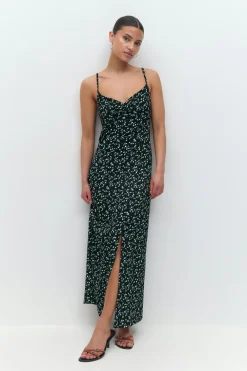 Gina Tricot Textured midi dess Blauw