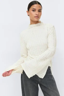 Discount Gina Tricot Textured tie detail top Wit
