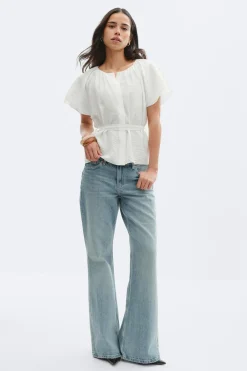 Outlet Gina Tricot Tie back blouse Wit