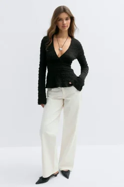 Gina Tricot Tie back top Zwart