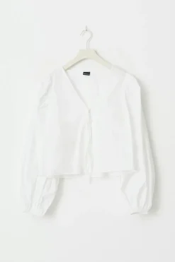 Gina Tricot Tie blouse Wit