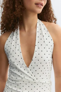 Clearance Gina Tricot Tie detail halterneck top Wit