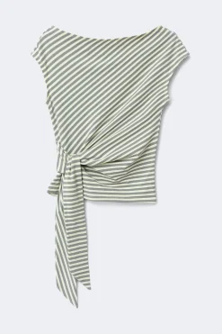 Discount Gina Tricot Tie detail stripe top Grijsv