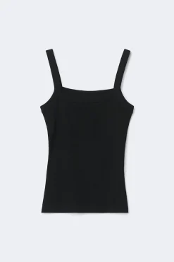 Best Gina Tricot Tight fit rib singlet Zwart
