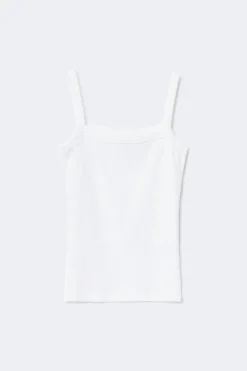 Gina Tricot Tight fit rib singlet Wit