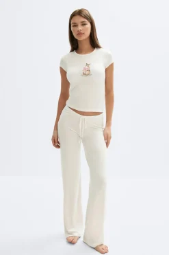 Discount Gina Tricot Tight loungewear top Wit