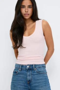 Outlet Gina Tricot Tight v-neck rib tank Roze