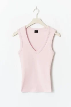 Outlet Gina Tricot Tight v-neck rib tank Roze