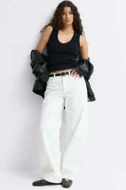 Best Gina Tricot Tight v-neck rib tank Zwart