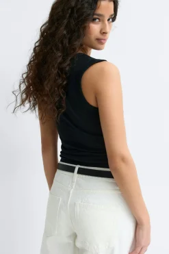 Best Gina Tricot Tight v-neck rib tank Zwart