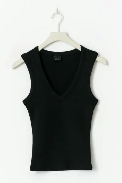 Best Gina Tricot Tight v-neck rib tank Zwart