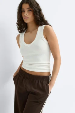 Best Gina Tricot Tight v-neck rib tank Wit