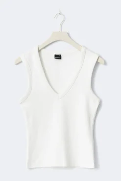 Best Gina Tricot Tight v-neck rib tank Wit